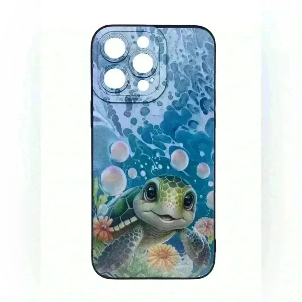 NEW iPhone 14 Pro Max Silicone Phone Case with baby sea turtle print.